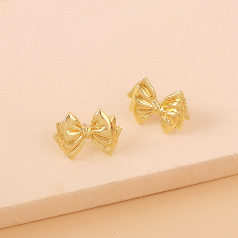 4g Weight Earrings Classification Wedding, Travel Occasion Women'S Gender Gold Color Wholesale Fashion Geometric Multi-layer Bow Alloy Earrings 5