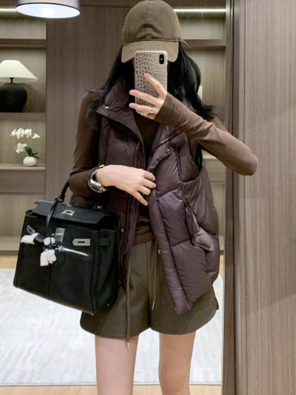 羽绒马甲女短款2025秋冬新款宽松立领轻薄羽绒服背心坎肩马夹外套|undefined