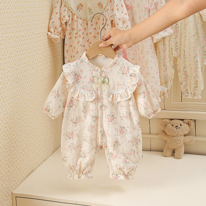 秋款双层碎花花海A类哈衣连体衣哈衣宝宝婴儿童衣服爬服童装衣服|undefined