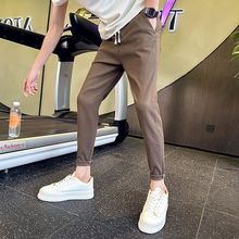 2024夏季男士修身小脚休闲裤百搭小脚九分裤男社会小伙潮流百搭薄