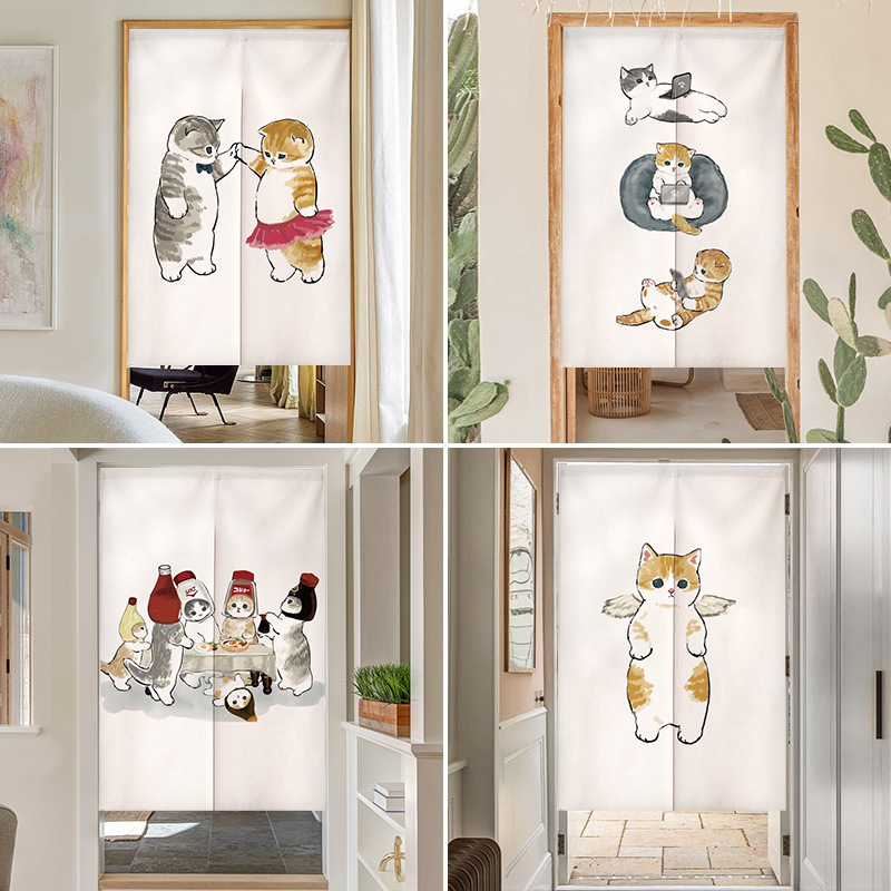 Cartoon door curtain partition curtain kitchen covering hallway toilet bedroom Nordic style cloth curtain decoration household fabric hanging curtain