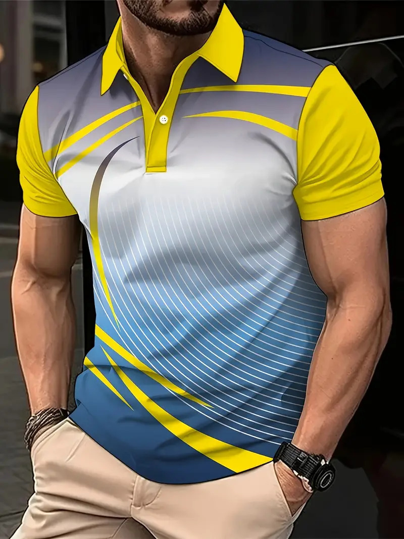 Comercio electrónico transfronterizo comercio exterior nuevos productos tops para hombres gráficos geométricos impresión 3D casual solapa camisa POLO MB13