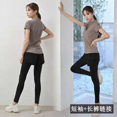 Women's Yoga Set 2-Piece Exercise Suit Short Sleeve Professional Quick-Dry Breathable New Running Clothes Fitness Outfit Wholesale