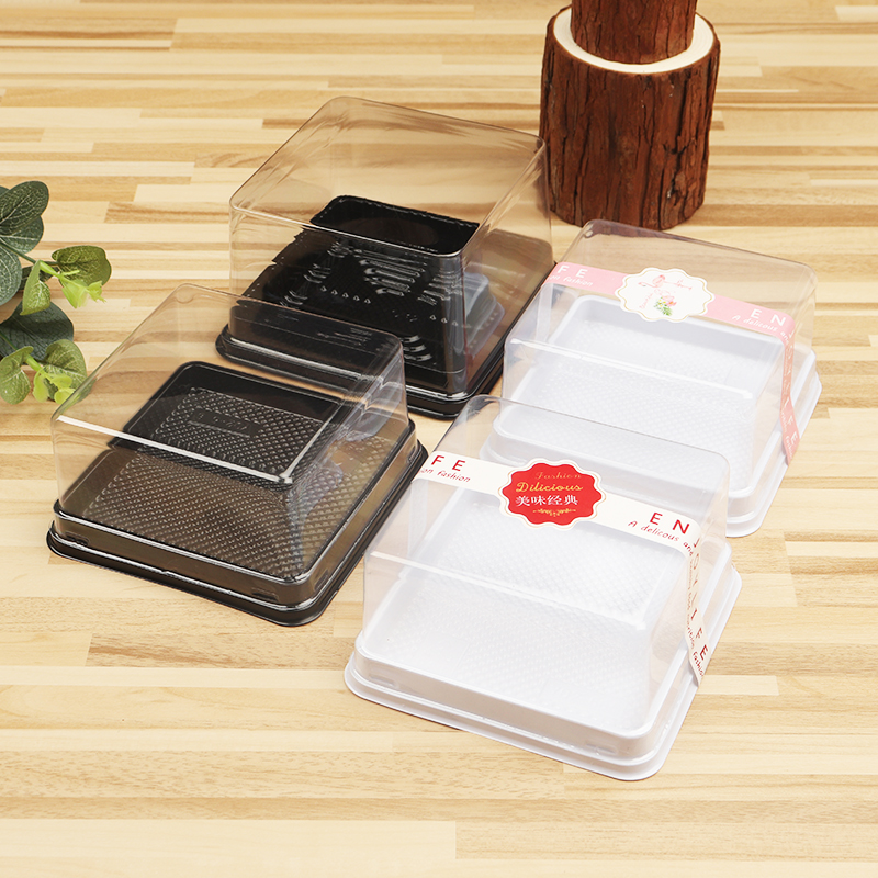 Caja de embalaje cuadrada horneado queso queso punto oeste mousse lasagna corte de pastel 4 pulgadas caja de embalaje transparente