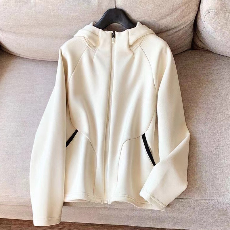Giacca leggera donna con zip e cappuccio sportiva calda_voghion.com