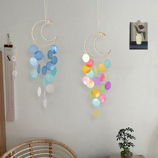 ✅Nordic Ins Moon Shell Wind Chimes Dream Catcher Wind Chimes Room Balcony Wall Decoration Pendant Air Hanging Decoration