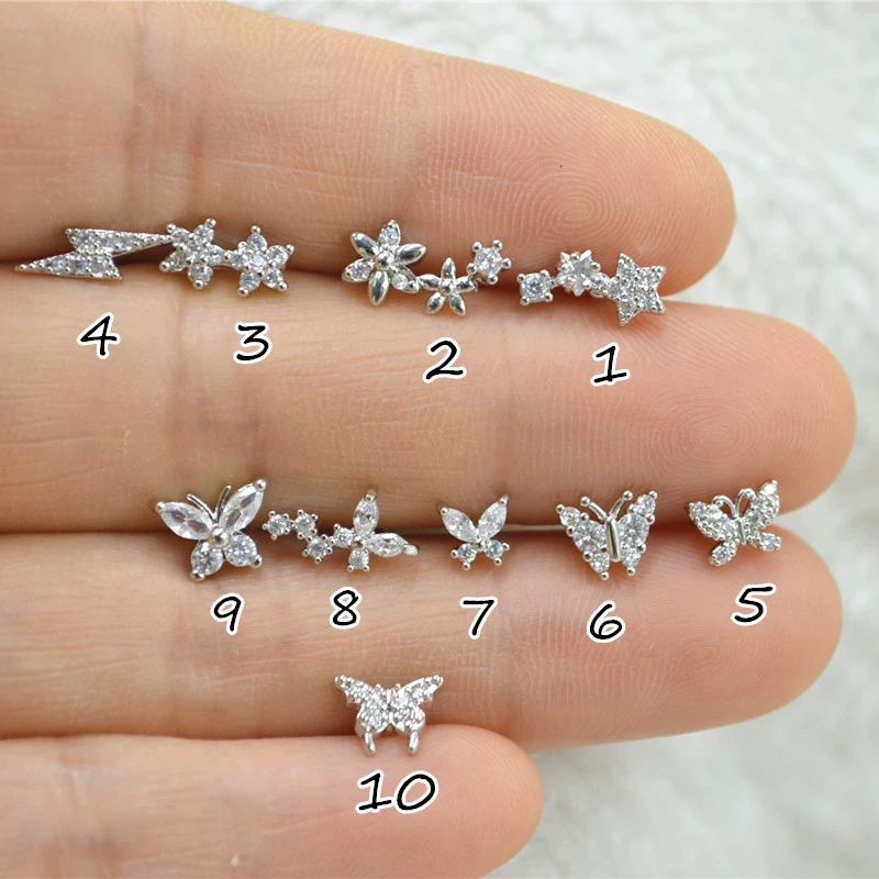Серьги из нержавеющей стали, аксессуар, корейский стиль, цветы, микроинкрустация, (Физические)