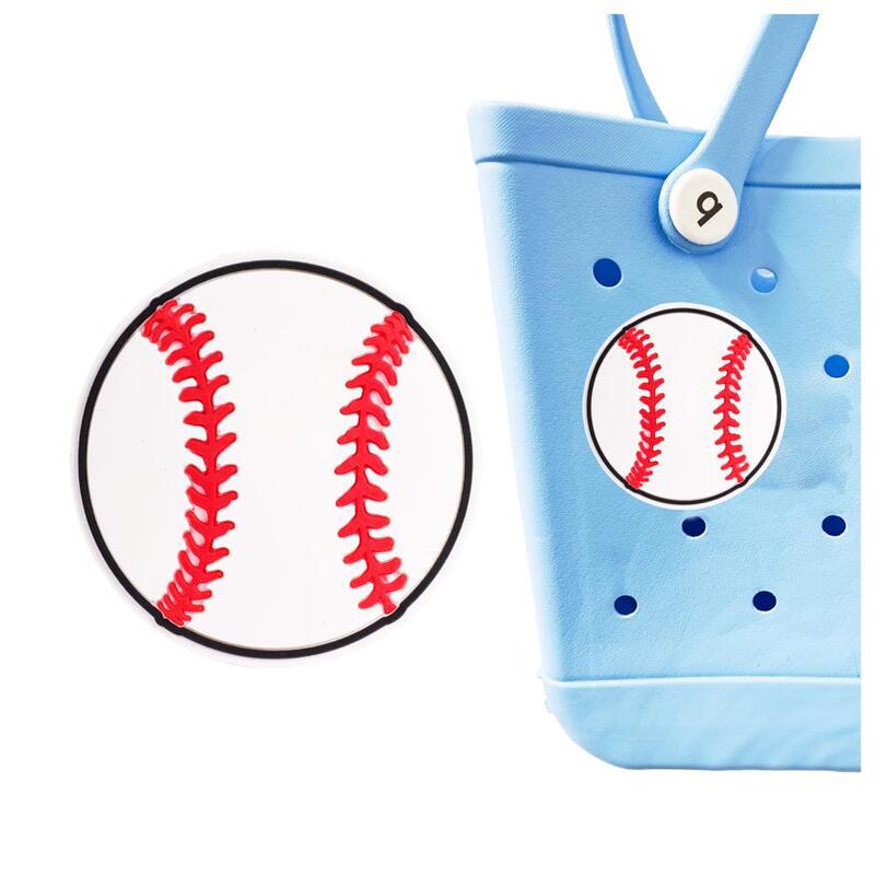 White Baseball-Style Buckle for Hole Bags, Suitable for Bogg Bags and Simple Southern-Style Handbags, Versatile Accessory