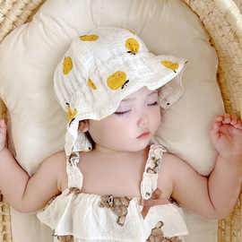 春夏季婴儿帽子超洋气男女宝宝纱布盆帽婴幼儿遮阳帽儿童渔夫帽