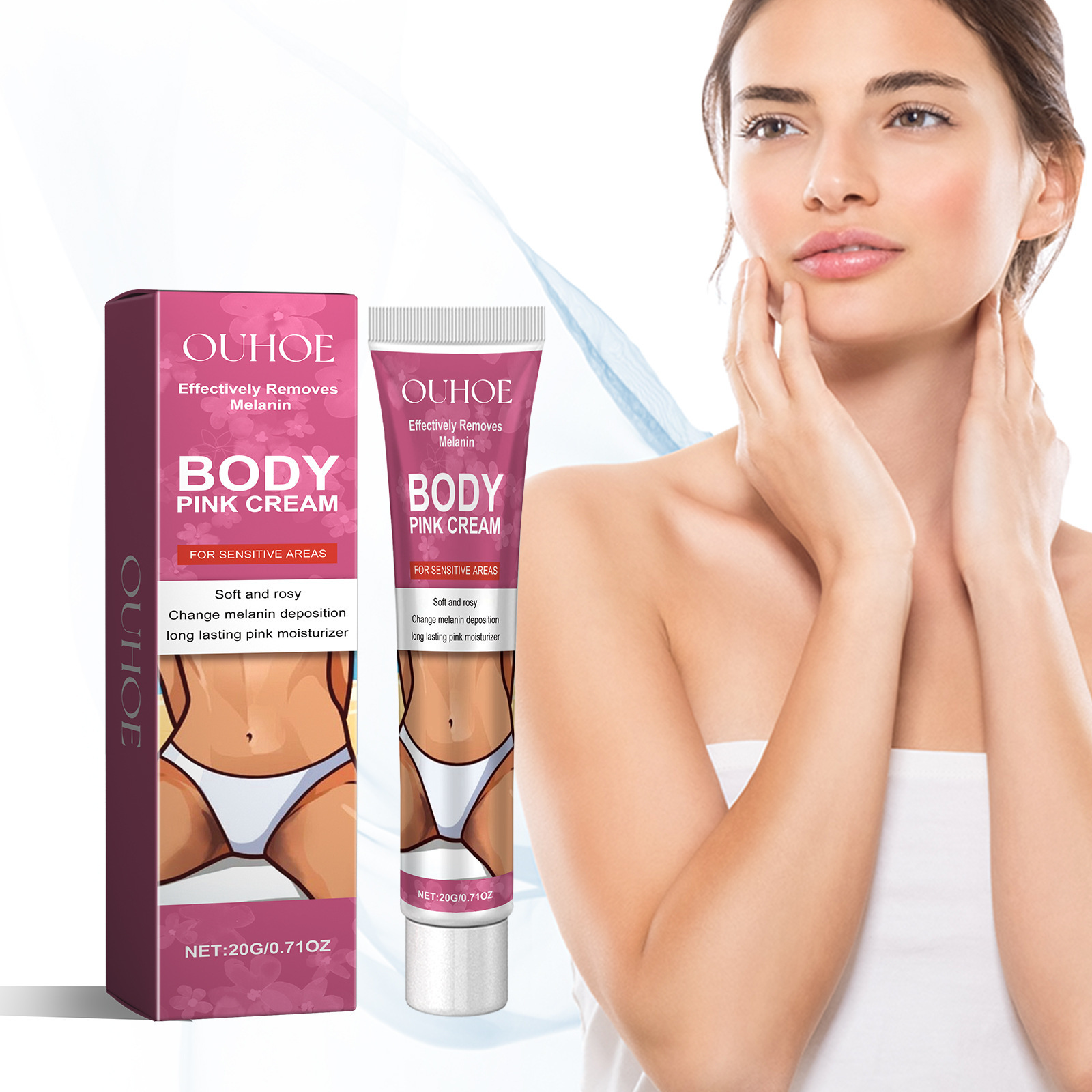 Ouhoe Body Whitening Cream, Hydrating and Nourishing, Improves Dark Skin under Armpits and in Private Areas, Cleanses, Whitens, and Brightens the Skin