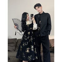 Новый китайский стиль новый улучшенный национальный стиль cheongsam нерегулярная пряжка сшитое платье с длинными рукавами, жаккардовая рубашка