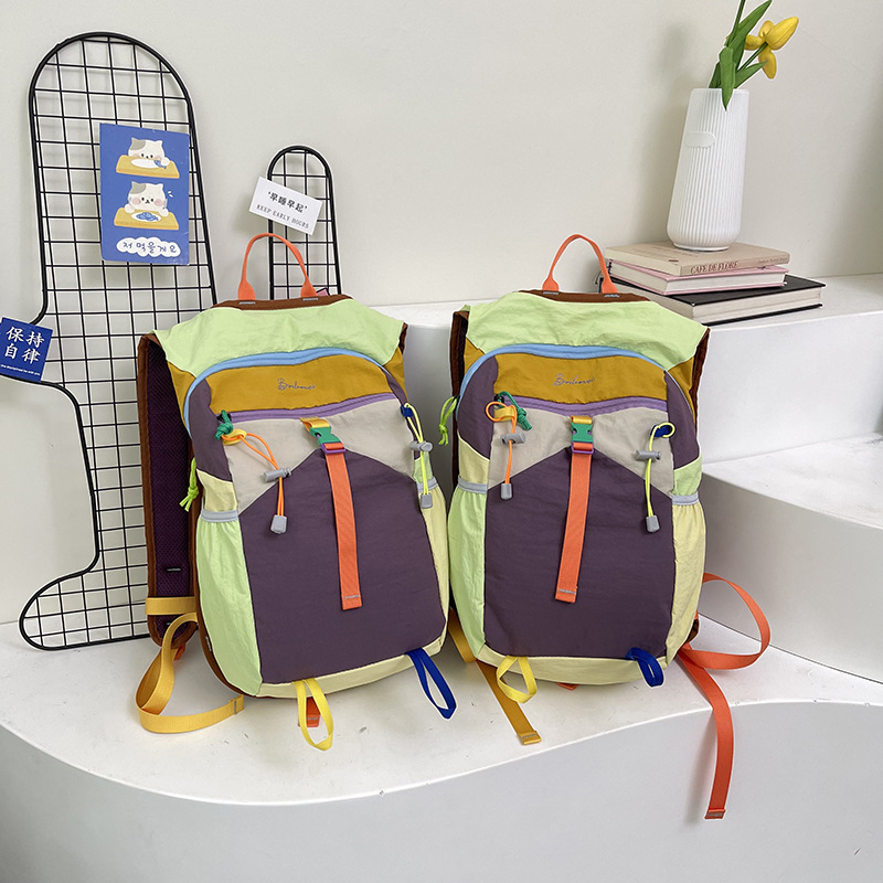 New High-Looking Outdoor Mountaineering Large-Capacity Fashionable Lightweight Backpack Contrasting Color Waterproof Travel Backpack