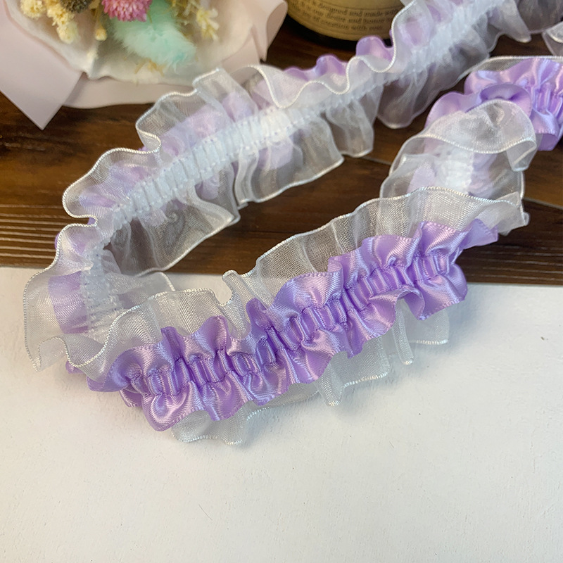 小香风双层粉色弹力蕾丝衣服花边辅料装饰手工diy材