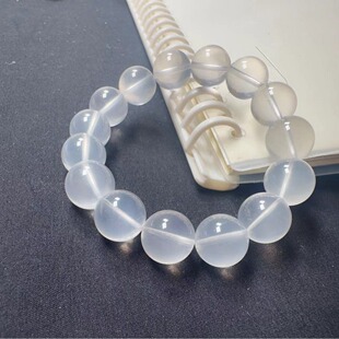 Natural milky white crystal artistic conception milky white bracelet crystal single circle bracelet round beads