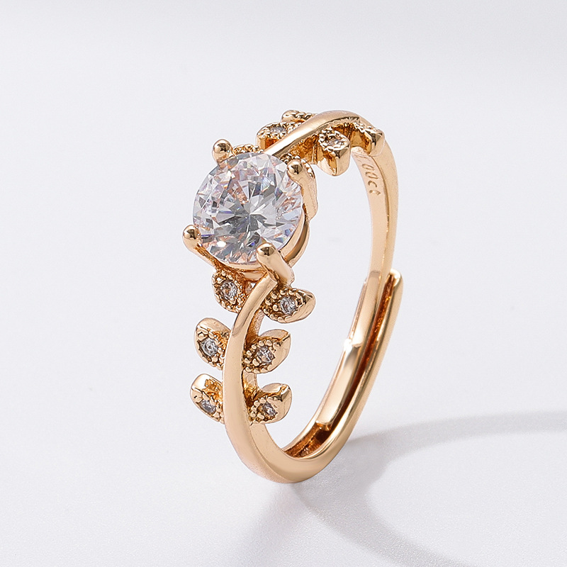 Leaf, Grain Pattern All Seasons Season Wholesale Jewelry Elegant Modern Style Leaf Grain Copper Adjustable Ring
