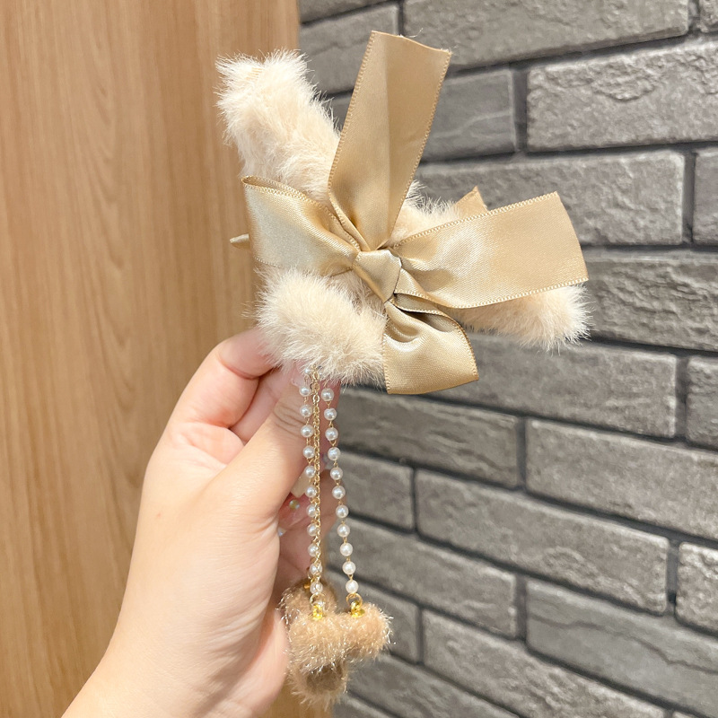 Otoño e invierno clip de tiburón grande horquilla clip de peluche femenino temperamento de alta calidad pinza para el cabello clip peludo tocado