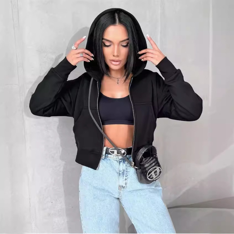 Dark Sweatshirt Women's Hoodie Gothic Couple Harajuku Large Size Navel-exposed Double Zip Sweatshirt Dark Sweatshirt Women's Hoodie Gothic Couple Harajuku Large Size Navel-exposed Double Zip Sweatshirt