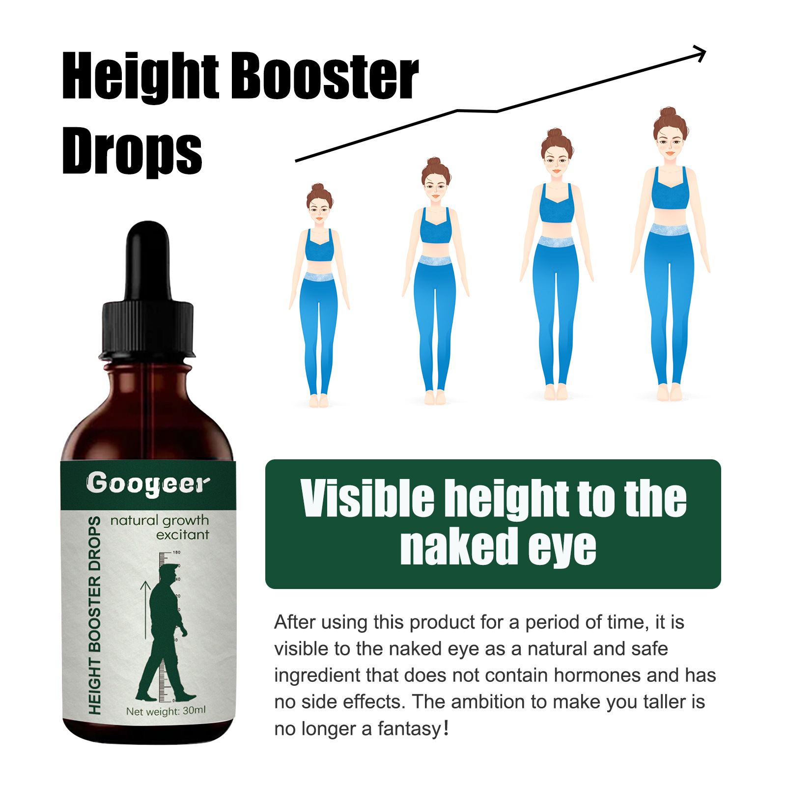 Googeer Height Boosting Essence La cura dell'altezza del corpo aumenta l'altezza e l'olio essenziale per l'agopuntura del piede_voghion.com