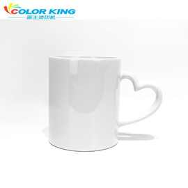 Colorking 心形手把陶瓷杯 陶瓷白杯带涂层杯可印照片图片热转印