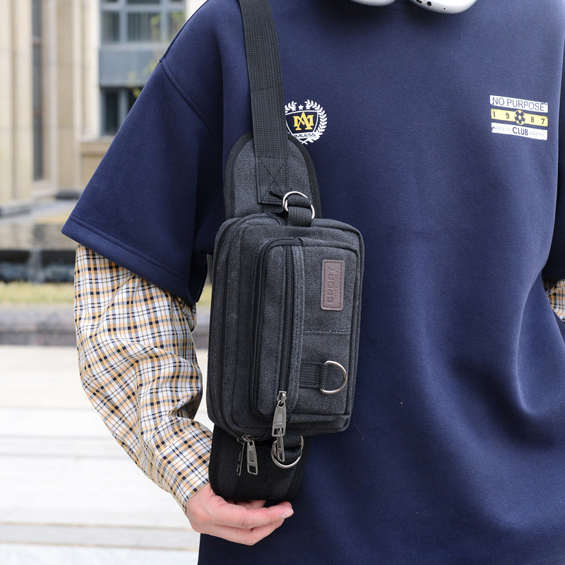 Bolso de pecho de nuevo estilo para hombre bolso de cintura de moda de lona simple de viaje de gran capacidad bolso de mensajero de hombro ligero al por mayor