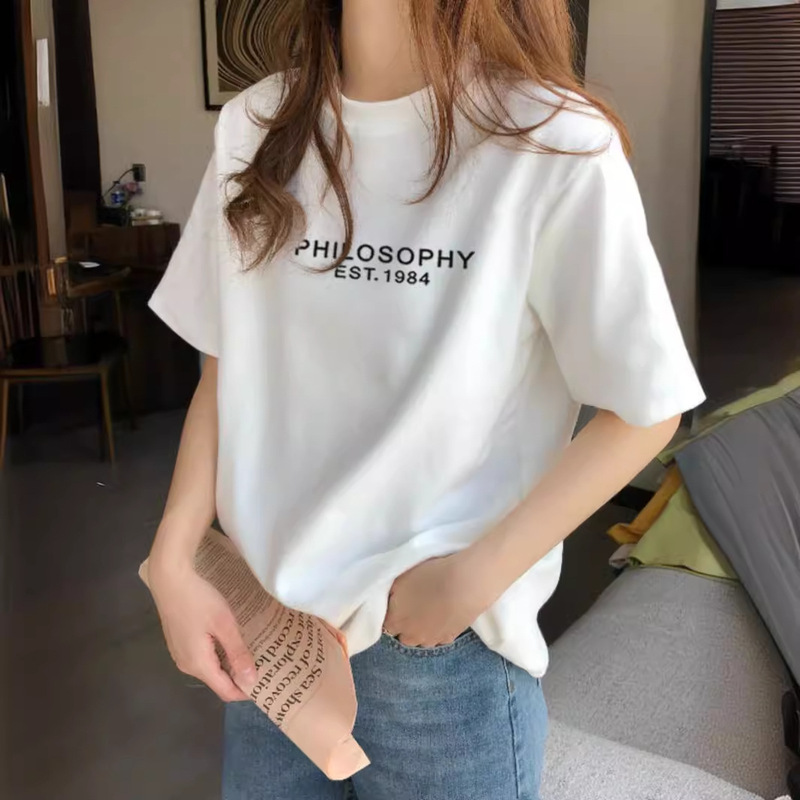 夏季正肩短袖白色t恤女装2025年圆领早春内搭打底衫体恤女士上衣|undefined