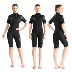 OUZO wetsuit 3mm women's short-sleeved shorts one-piece wetsuit thickened warm and cold sun protection surfing suit