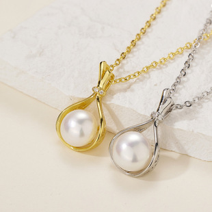 2023 New Simple Light Luxury Fresh Water Pearl Micro-inlaid Zircon Pendant Fortune Bag Pendant Accessories Manufacturers in stock