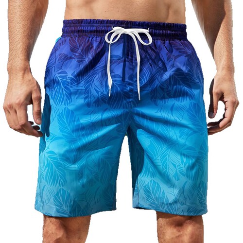 Men's Four-Season Casual 3D Print Straight Leg Shorts, Sports Beach with Drawstring, Digital Quick-Dry