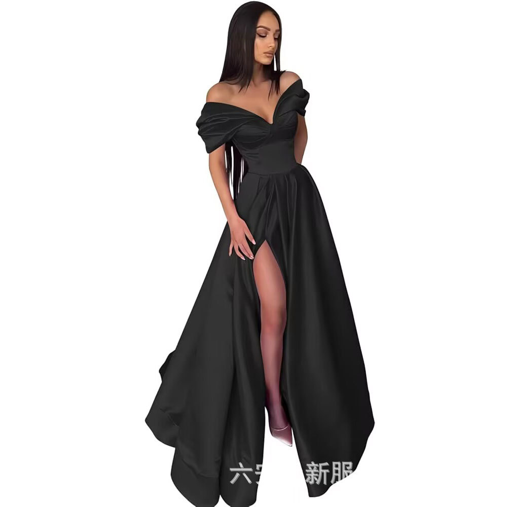 Amazon mujer hombros abiertos corazón vestido de baile largo vestido formal de noche con un vestido abierto