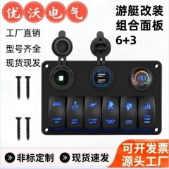 対外貿易自動車改造スイッチパネルUSBシガレット電圧計入力12V-24V共通