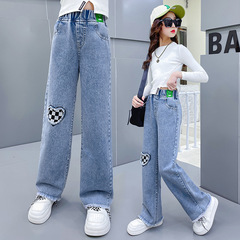 Spring and Autumn Girls Denim Trousers Girls Loose Jeans Single Pants 2023 Children's Clothing Baby New Trousers Shipping