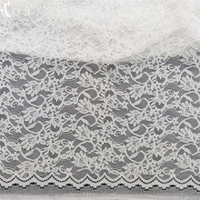 新款小花型镂空锦氨股线弹力波浪花边蕾丝面料女装打底紧身衣布料