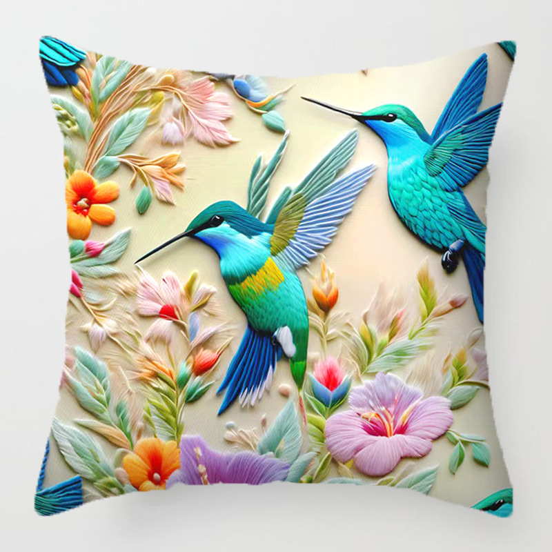 Tanun nuevo retro serie de flores y pájaros almohada Amazon hogar sala de estar sofá estampado almohada al por mayor image 3