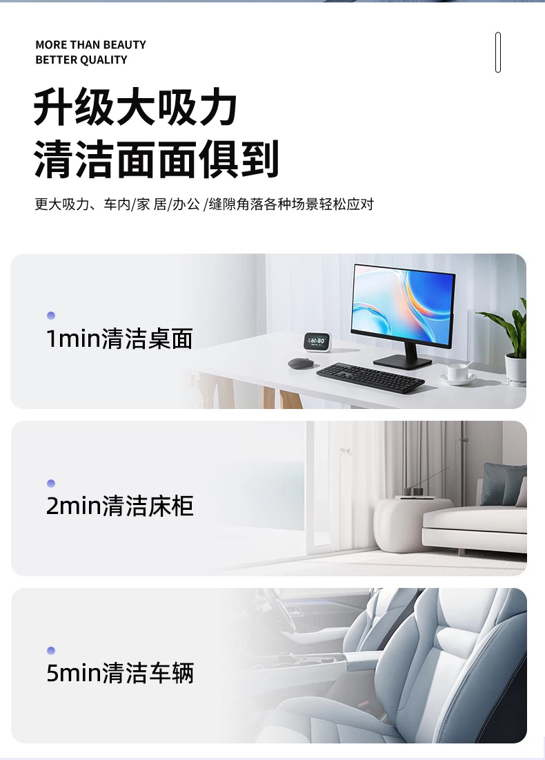 Car vacuum cleaner with strong suction power, handheld, compact, and wireless charging, offering both blowing and vacuuming functions – a versatile car appliance