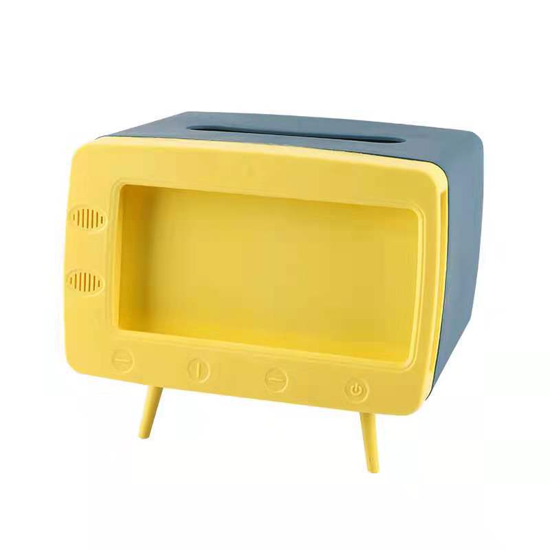 Multifuncional nuevo creativo lindo TV caja de pañuelos sala de estar caja de almacenamiento de escritorio retro TV caja de pañuelos