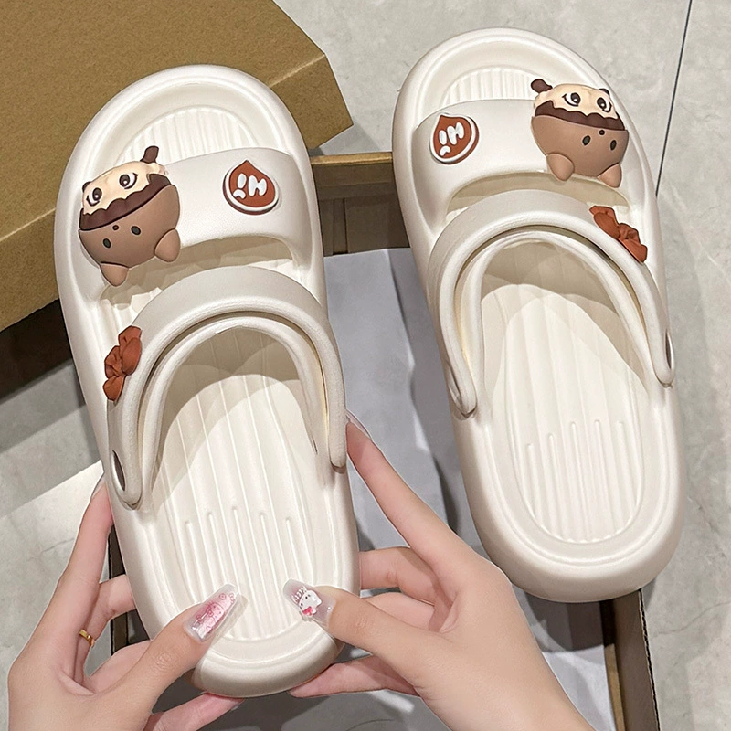 Симпатичные женские сандалии для летней верхней одежды, нескользящие и не допускающие запаха, новые сандалии на толстой подошве, состоящие из двух частей.