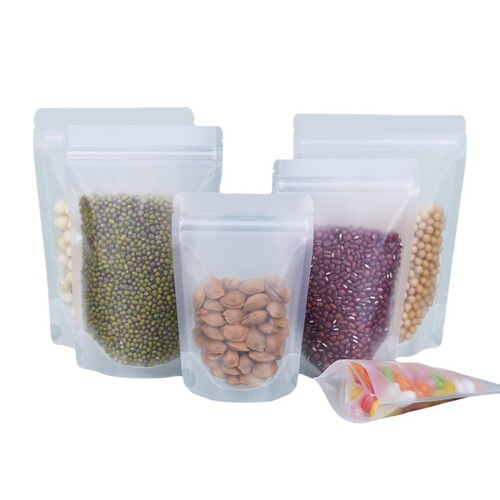 Frosted self-standing bag food packaging bag nuts and dried fruits sealed transparent sweet potato chips snacks thickened new year goods ziplock bag