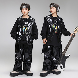 Hip-hop Children's Fashion Clothing Hip-hop Loose Bright Vest suit Boys' Children's Hiphop New Year's Day Performance Clothing Girls