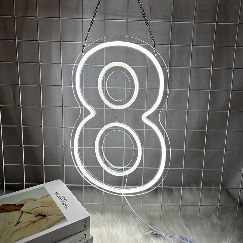 LED luminoso neón luz de modelado digital fiesta de cumpleaños decoración de lámparas de fiestas habitaciones pared LED atmósfera luz