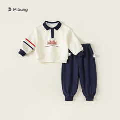 babycity boys POL0 shirt suit spring and autumn children's tops color matching sweatshirt sports two-piece set QT83097