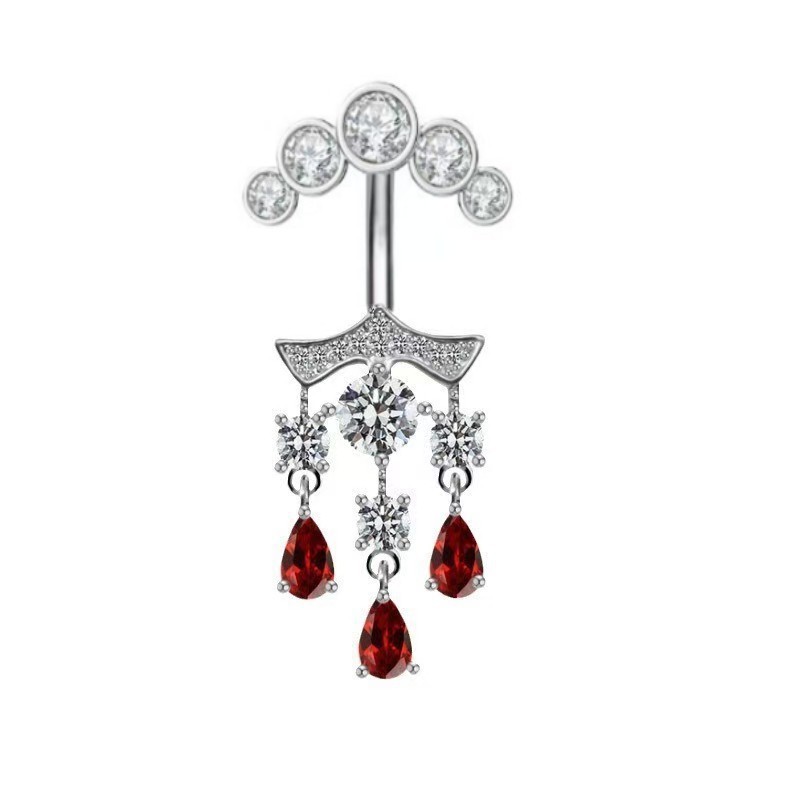 Love Heart White Gold Tone Belly Button Ring Surgical Steel Navel Piercing Jewelry detail image 7