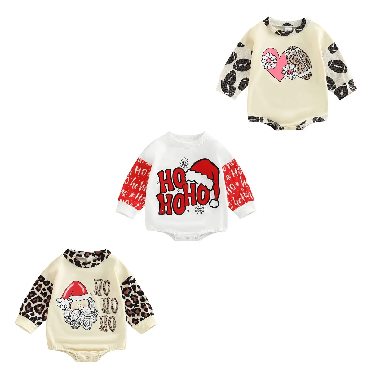 Christmas Fashion Letter Leopard Cotton Baby Rompers display picture 1