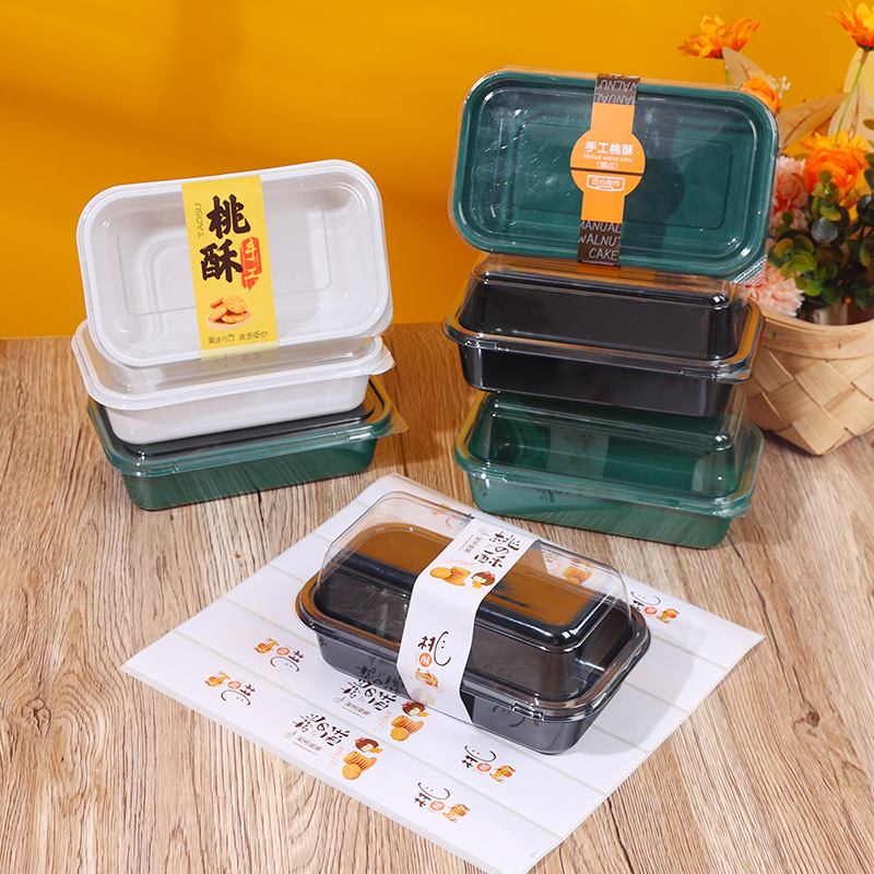 Caja de galletas, caja de embalaje de melocotón chino, pastel de frijoles verdes, pastel de huevo, caja de bocadillos, caja de pasteles tradicionales transparentes