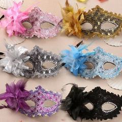 Cross-border sourcing rhinestone leather mask with side lily flower costume for beauty makeup party and ballroom dancing props
