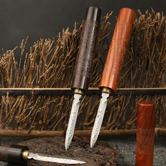 Damascus Steel Tea Knife Stainless Steel Pu'er Tea Knife Opening Tea Cake Tea Bricks Prying Tea Tools Tea Cone Tea Needle Spare Parts