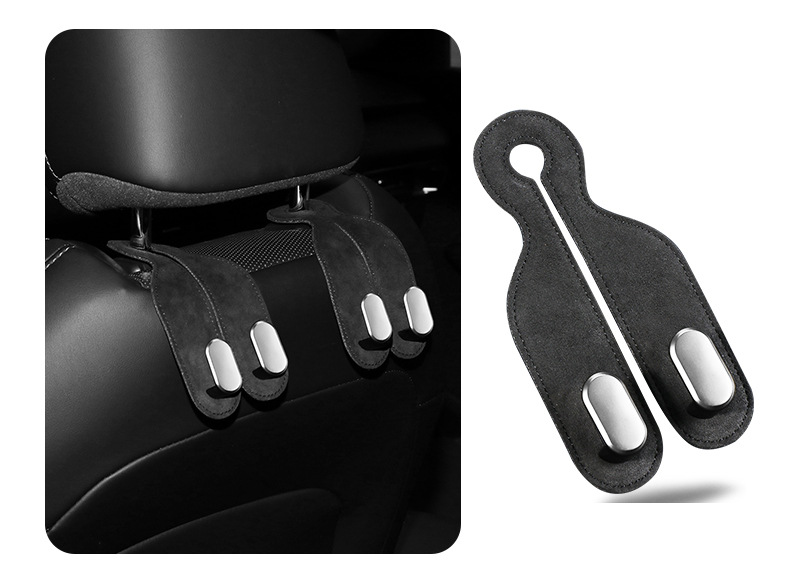 Car Seat Back Phone Holder Storage Dual Hook Alcantara Interior