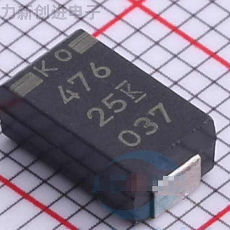 T521D476M02TE065描述47uF ±20% 25V 钽电容
