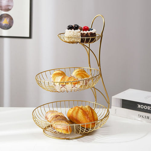 Multi-layer European fruit basket living room creative fashion fruit plate ins high-value storage rack multi-functional cake fruit bowl