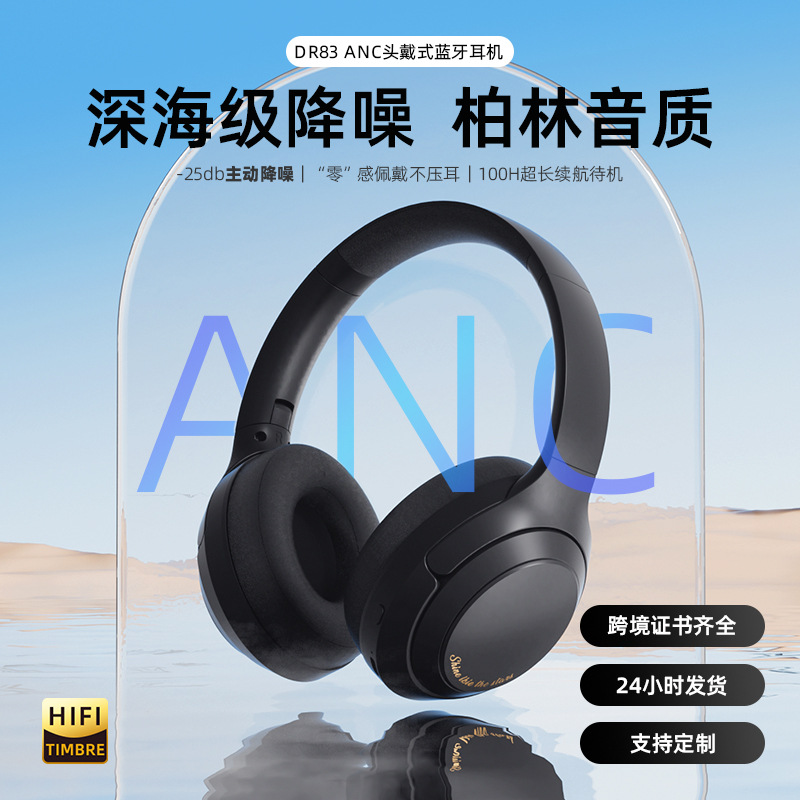 2025新款蓝牙耳机高颜值ANC主动降噪头戴式耳机超长续航厂家现货