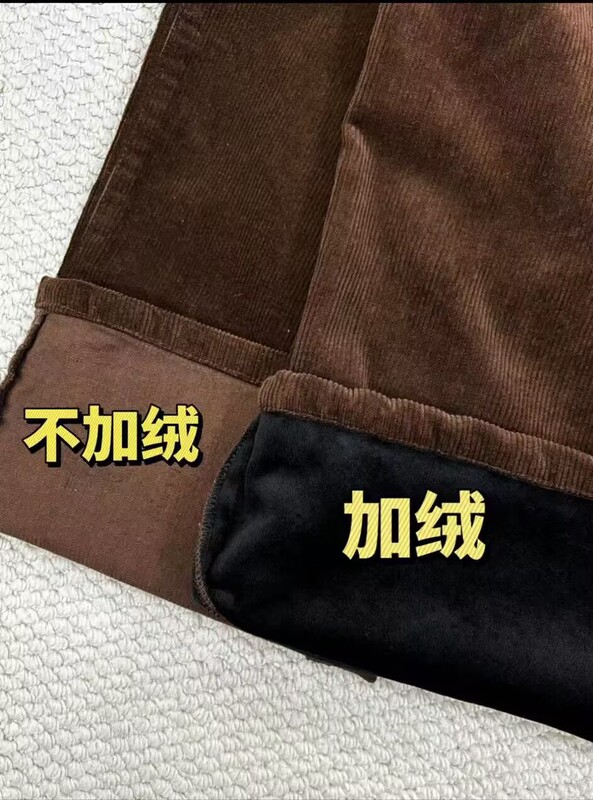2024春秋人気商品 草緑色コーデュロイワイドパンツ レディース レトロハイウエストロングパンツ カジュアルロングストレートパンツ|undefined